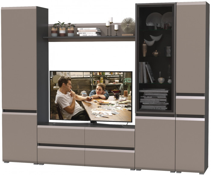 Сидней Комплектация № 055, корпус: антрацит/фасады: МДФ веллюто капучино