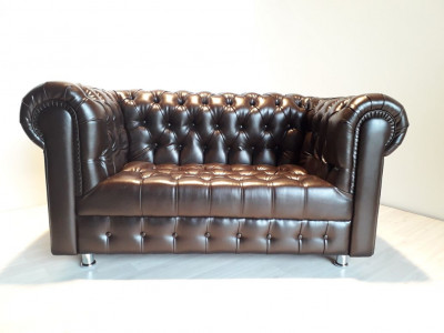 Диван Честер 2- х местный, коричневый сиденье каретка