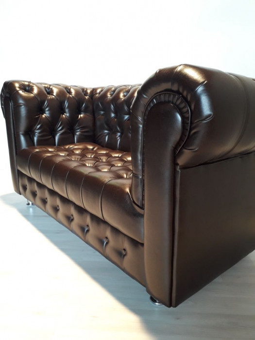 Диван Честер 2- х местный, коричневый сиденье каретка