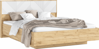 Ирис Кровать парящая 160 с ПМ, дуб крафт/браш вайт