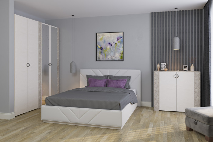 Амели Комод 13.107, цвет шёлковый камень/бетон чикаго беж, ШхГхВ 108х41,3х100,3 см.