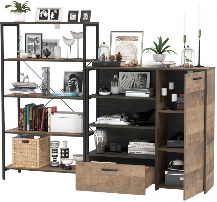 Трувор 13.151.01 Стеллаж + 13.307.01 Комод, дуб гранж песочный/интра