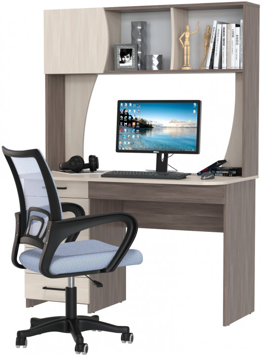 Стол 6-0606 Сигма + кресло 103 серое, цвет бодега тёмный/бодега светлый, ШхГхВ 120,5х60,5х166 см., НЕ универсальная сборка