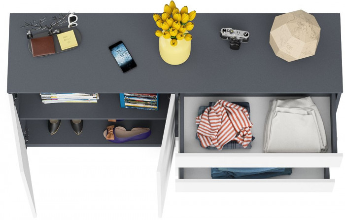 Мори Комод МК1600.1, графит/белый