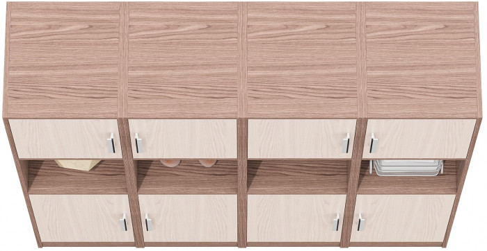 Четыре Пенала С-МД-СК9П к компьютерному столу С-МД-СК9, цвет ясень шимо светлый/ясень шимо тёмный, ШхГхВ 172х45х160 см., универсальная сборка