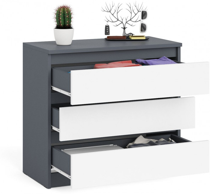 Мори Комод МК800.1, цвет графит/белый, ШхГхВ 80,4х41х73 см.