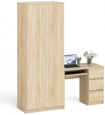 Мори Стол компьютерный МС-6 правый + Шкаф МШ800.1, цвет дуб сонома, ШхГхВ 170,4х50,4х209,6 см., выдвижные ящики справа, НЕ универсальная сборка