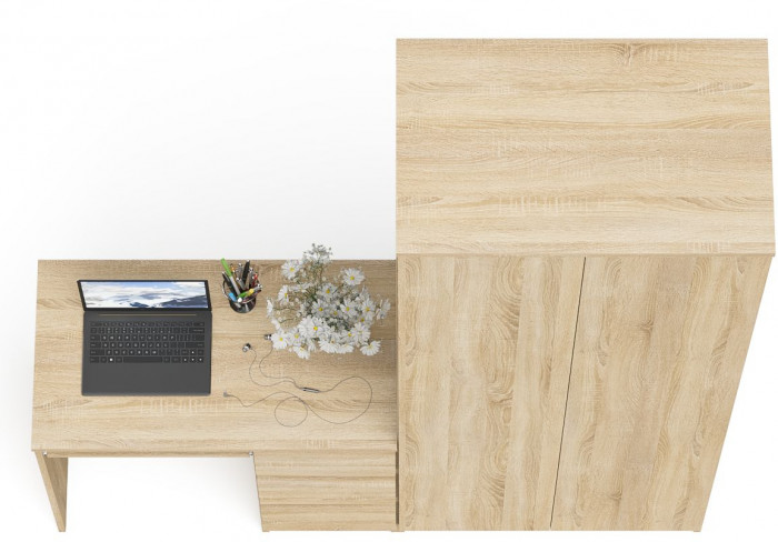 Мори Стол компьютерный МС-6 правый + Шкаф МШ800.1, цвет дуб сонома, ШхГхВ 170,4х50,4х209,6 см., выдвижные ящики справа, НЕ универсальная сборка