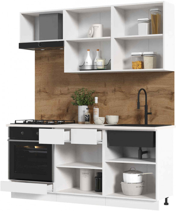 Кухня Мария 1,8 м белый/белый (столешница мрамор лацио белый)