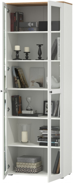 Остин 16.394.02 Шкаф-витрина, белый шагрень/дуб крафт золотой