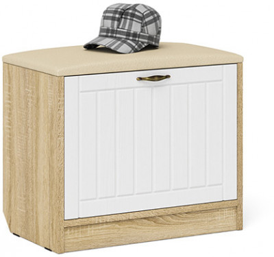 Прихожая П-6 Тумба, дуб сонома/фасады МДФ белое дерево фрезеровка прованс