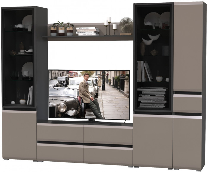 Сидней Комплектация № 056, корпус: антрацит/фасады: МДФ веллюто капучино