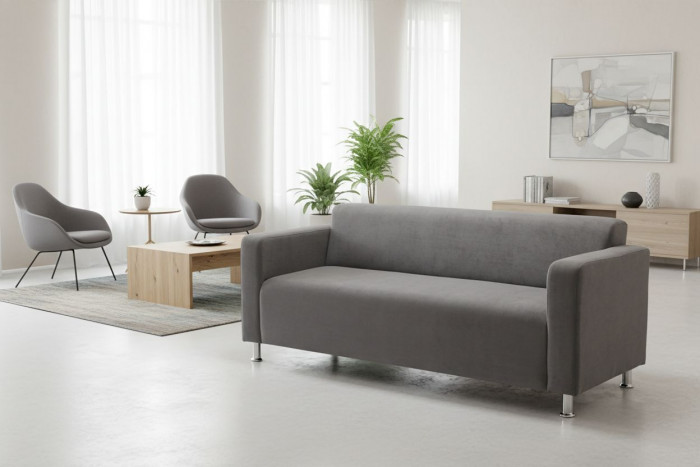 Диван прямой Томи, 200 см, велюр, серый графит