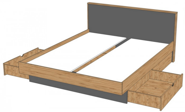 Модульная спальная комната "Мишель" - Дуб наварра/Антрацит