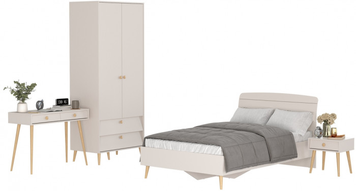 Афина Спальня 26-1200, цвет кашемир серый, сп.м. 1200х2000 мм., б/м, основание есть - фанера