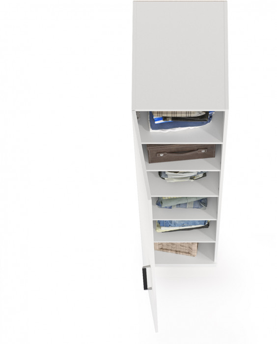 Валенсия Спальня 13.207 Шкаф-пенал, цвет ЛДСП белый шагрень/МДФ белый шагрень, ШхГхВ 42х54,1х225,3 см., универсальная сборка