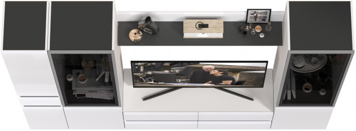 Сидней Комплектация № 056, корпус: белый/чёрный/фасады: МДФ белый глянец