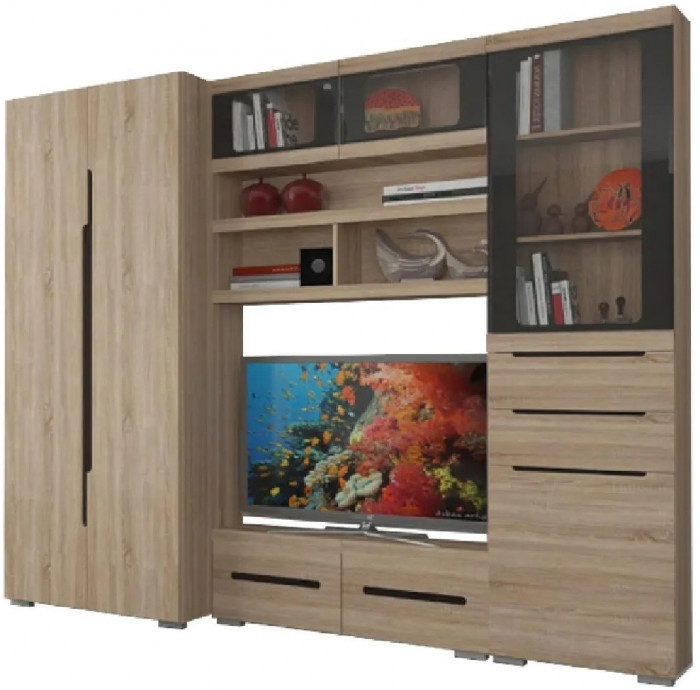 Гостиная Эколь вариант №1 (Сандал светлый)