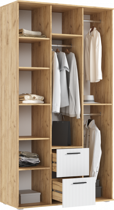 Сильвия Шкаф 3-х створчатый 1200, Браш Вайт/Дуб Крафт