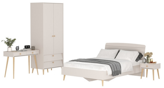 Афина Спальня 26-1400, цвет кашемир серый, сп.м. 1400х2000 мм., б/м, основание есть - фанера