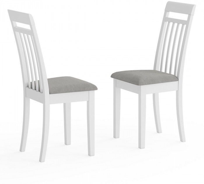 Два стула Мебель--24 Гольф-11 разборных, цвет белый, обивка ткань велюр серый 63, ШхГхВ 40х40х100 см., от пола до верха сиденья 47 см.
