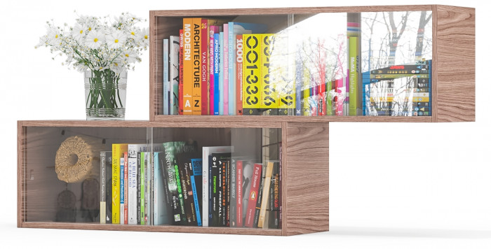 Две полки книжных С-МД-КН01, ясень шимо тёмный