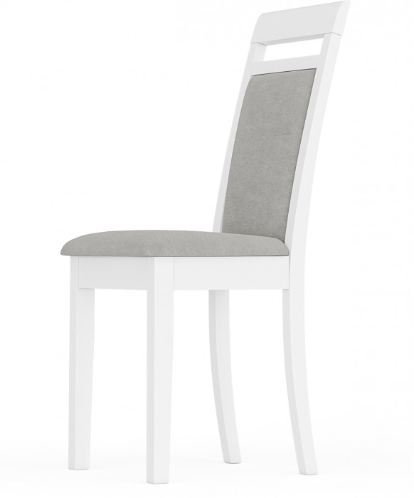 Стул Мебель--24 разборный Гольф-12, цвет белый, обивка ткань велюр серый 63, ШхГхВ 40х40х100 см., от пола до верха сиденья 47 см. (мягкая спинка)