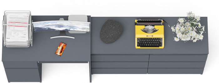 Мори Стол компьютерный МС-1 левый + Комод МК1200.6, цвет графит, ШхГхВ 210,4х50х76,6 см., выдвижной ящик слева, НЕ универсальная сборка