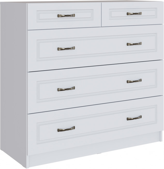 Комод с 5-мя ящиками Апполия, Белый/Белый дуб