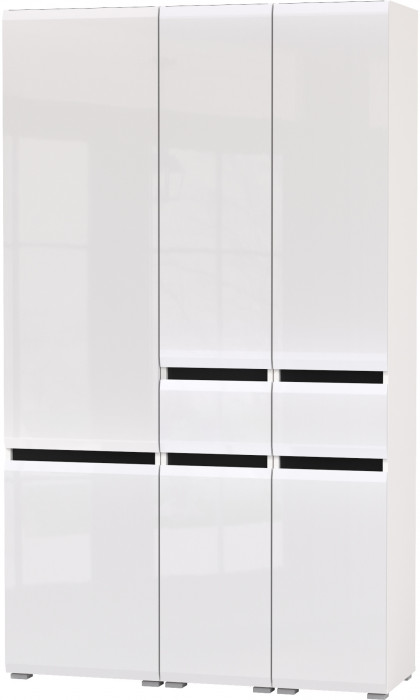 Сидней 13.202 Шкаф с ящиком 2 штуки + Шкаф 13.200, корпус: белый/чёрный/фасады: МДФ белый глянец