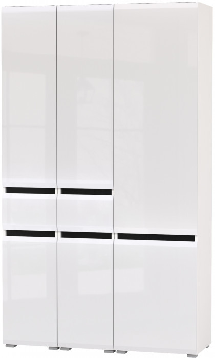 Сидней 13.202 Шкаф с ящиком 2 штуки + Шкаф 13.200, корпус: белый/чёрный/фасады: МДФ белый глянец