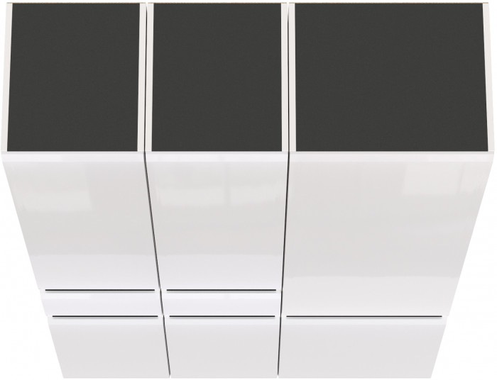 Сидней 13.202 Шкаф с ящиком 2 штуки + Шкаф 13.200, корпус: белый/чёрный/фасады: МДФ белый глянец