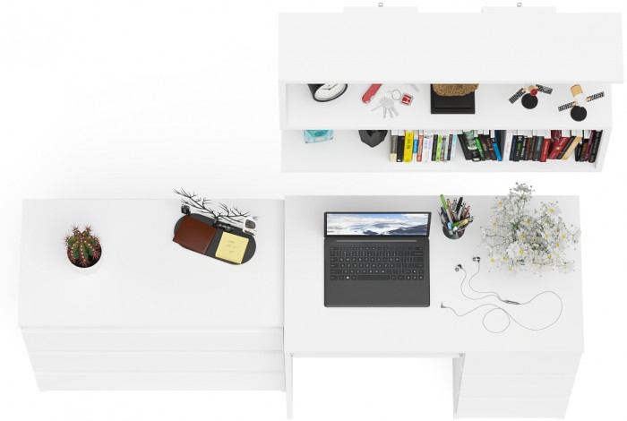 Мори компьютерный стол МС-6 правый + Комод МК800.1 + Полка 900, белый