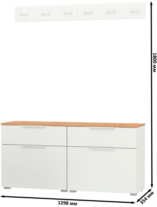 Октава Прихожая 05, белый шагрень/дуб крафт золотой/фасады МДФ белый шагрень