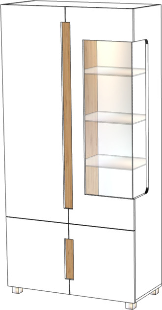 Шкаф-витрина двухдверный "Шанталь" - Дуб наварра/Белый