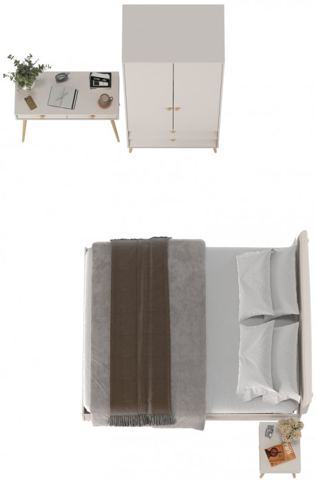 Афина Спальня 26-1600, цвет кашемир серый, сп.м. 1600х2000 мм., б/м, основание есть - фанера