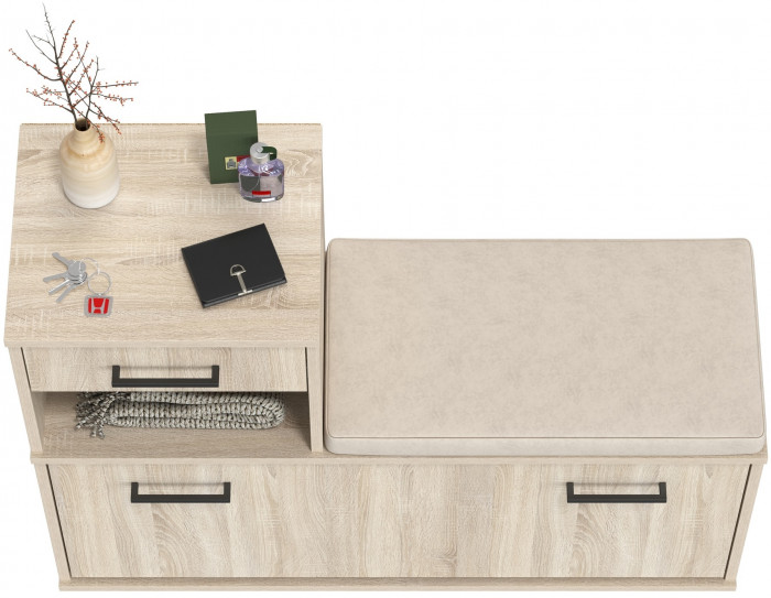 Лира ГК 2-0714дубсон Тумба под обувь, цвет дуб сонома, ШхГхВ 100х33х75,5 см., универсальная сборка