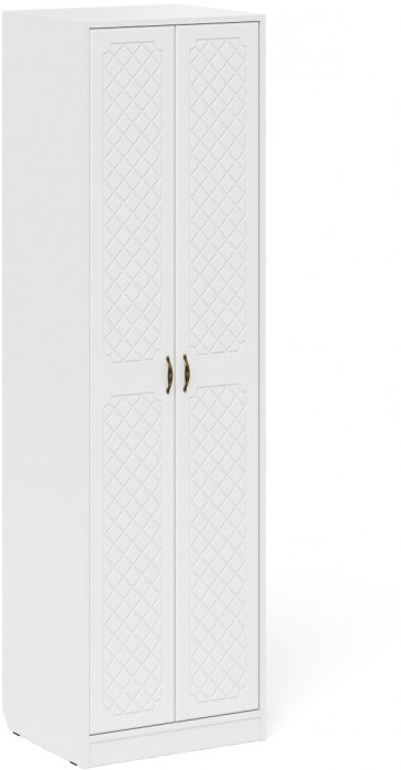 Прихожая П-6 Шкаф + Пенал, белая шагрень/фасады МДФ белое дерево фрезеровка ромб