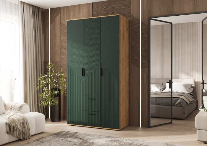 Сильвия Шкаф 3-х створчатый 1200, Браш Мени Грин/Дуб Крафт
