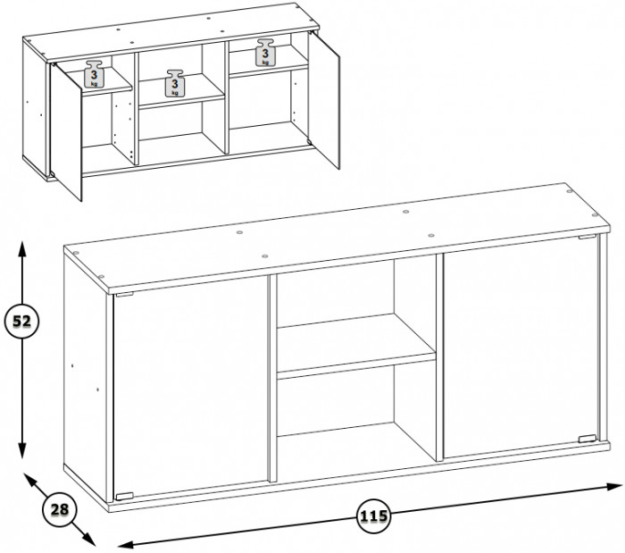 Бостон 10.51 Шкаф навесной, дуб эндгрейн элегантный