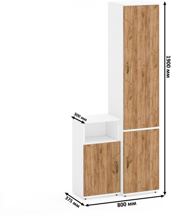 Лидер-8 Пенал МД 21Б + Тумба МД 3.15, белый шагрень/крафт золото