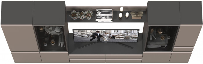 Сидней Комплектация № 058, корпус: антрацит/фасады: МДФ веллюто капучино