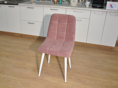Стул Х / белый / велюр пыльная роза