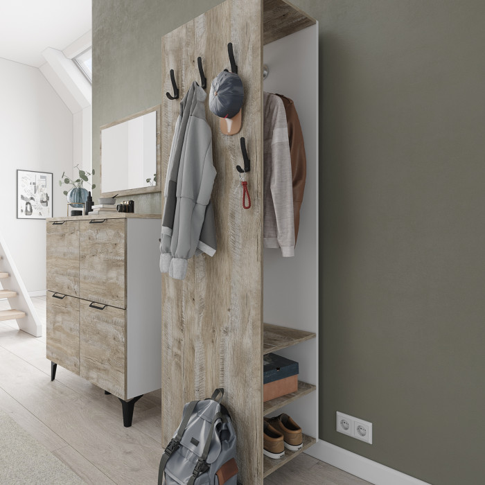 Модульная прихожая Чикаго, набор 1, Дуб юкон/Белый