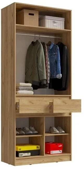 Шкаф 2-х створчатый Артек, Графит/Дуб крафт золотой