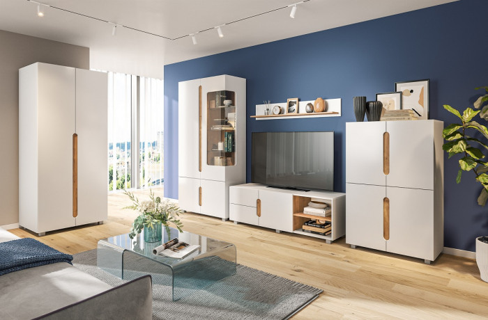 Комод с четырьмя дверьми "Шанталь" - Дуб наварра/Белый