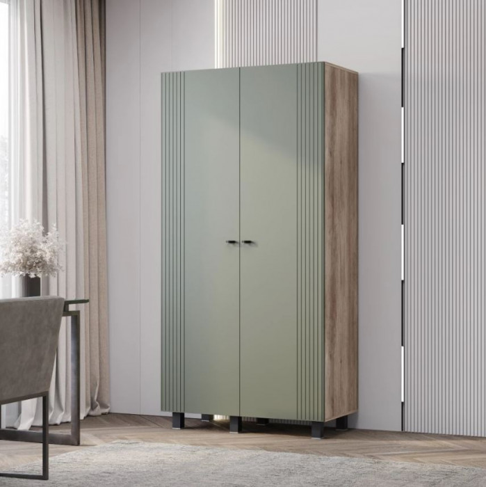 "Олива" ШК-03 Шкаф 2-х створчатый Дуб каньон/MF12 Эвкалипт софт