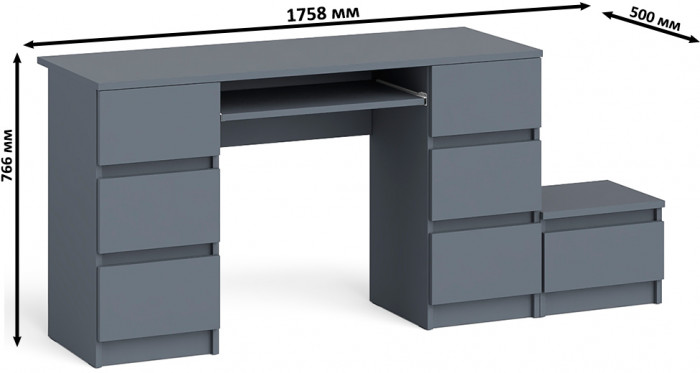 Мори компьютерный стол МС-2 + Тумба ТМП400.1, графит