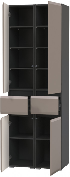 Сидней 13.202 Шкаф с ящиком 2 штуки, корпус: антрацит/фасады: МДФ веллюто капучино