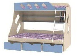 Дельта-20.01 Детская двухъярусная кровать с лестницей (Желтый, Дуб молочный)